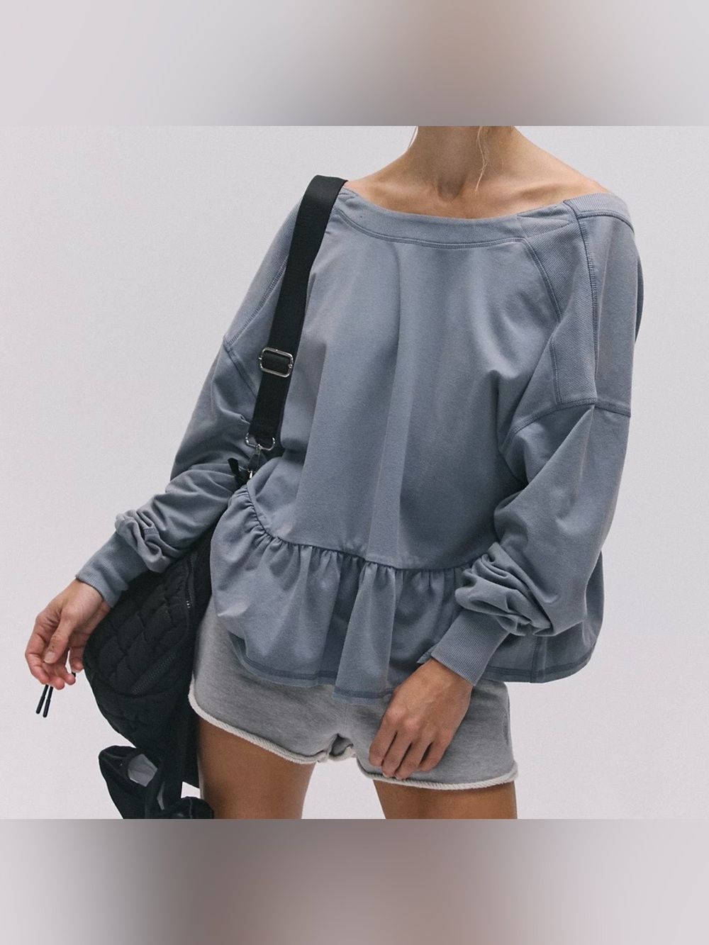 FP Movement Relaxed Peplum Sweatshirt - Slate Blue